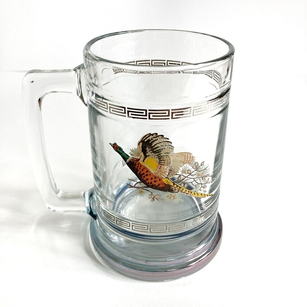 Princess House Pheasant Crystal Mug Stein Tankard Beer Wild Game